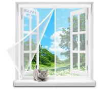 Rideau de Fenetre Anti Mouches 95x140cm Fibre de Verre Maille Ultra Résistante Aimants Plus Puissants Moustiquaire Porte d’intérieur Aimantée Fermeture Magnétique avec Blanc