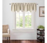 Rideau de fenêtre Aquazolax, cantonnière festonnée avec passe-tringle, pour fenêtre de chambre à coucher, 132 cm de large x 45 cm de long, beige,