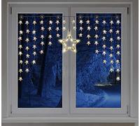 Rideau de fenêtre avec LED étoiles, 140 x 95 cm, 90 LED, lumière blanche chaude, décoration pour fenêtres