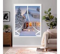 Rideau de Fenetre D'Hiver 100 x 106 cm Fermeture Automatique, Durable, Coupe-Vent, Imperméable Transparent Rideau Thermique pour Fenetre Différentes Tailles, A