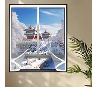 Rideau de Fenetre Isolant Thermique 94 x 118 cm Fermeture Automatique - Coupe-Ven- avec Protection Thermique Magnétique Moustiquaire pour Salon, Chambre Chauffante, A