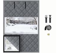 Rideau de Fenêtre isolation Ajustable pour l'hiver, 65 90 120 160 180 cm Film Isolant Coupe-vent Réutilisable, Kit d'isolation de Fenêtre pour Chambre à Coucher(Gris,150X240CM)