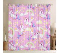 Rideau de fenêtre licorne pour enfant, motif étoiles arc-en-ciel, rideaux de décoration de fenêtre pour adolescents, femmes, hommes, licornes fantastiques, rideaux de chambre à coucher, princesse