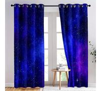 Rideau de fenêtre occultants avec Motif Mystique Galaxie Artistique, 110 L X 215 H cm Lot de 2 Bleu-Violet Rideaux Imprimés Doux à Œillets pour Salon et Chambre
