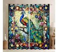Rideau de fenêtre paon coloré, rideau de traitement de fenêtre d'oiseau, rideau de traitement de fenêtre d'oiseaux, rideaux vintage baroques, rideaux de chambre à coucher, animaux sauvages, décoration