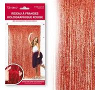 rideau de fête franges holographiques 2x1m rouge - générique rfm24ru Rouge