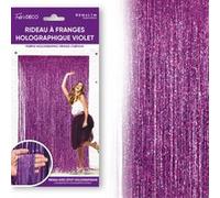 rideau de fête franges holographiques 2x1m violet - générique rfm24vl Violet