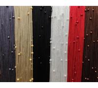 Rideau de fil Noir avec perles Rideau de porte Décoration (90cmx200 cm)