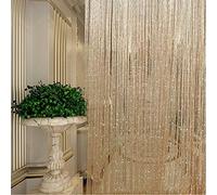 Rideau de fils de perles pour porte, panneau mural - Séparateur de pièce, rideau décoratif pour salon, chambre, mariage, fête - 200 x 100 cm - Doré