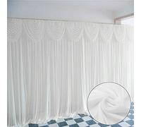 Rideau de fond en tulle blanc 3 m x 3 m - Décoration de mariage - Décoration amovible - Pour mariage, fête, festival, studio photo, décoration de fenêtre