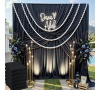 Rideau de Fond Noir en Polyester sans Plis pour fête de Mariage, 6 Panneaux de 1,5 m x 3 m pour Anniversaire, baptême, Photographie, décoration d'intérieur