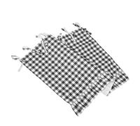 Rideau de Four à Carreaux Style Ferme, Bord Volanté Brodé | Toile Coton-lin Épaisse, Fixation sans Perçage, Cache Porte Usée, Déco Rustique Cuisine et Location