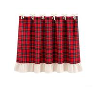 Rideau de Four Noël Écossais 30x21 Pouces avec Nœuds Rideau de | Motif écossais , bordure volantée blanche, nœuds charmants, pour style ferme chaleureux, décoration festive