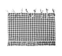 Rideau de Four Rustique à Nouer, Motif Carreaux, Bord Volanté | Toile Coton-lin Épaisse, Broderies Discrètes, Cache Décoratif pour Porte de Four et Lave-vaisselle