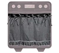 Rideau De Jupe De Four De Ferme Fait À La Main, Rideau De Four for Décoration De Cuisine - Rustique avec Attaches en Ruban De Garniture À Volants, Coton Résistant À La Chaleur(Grey)