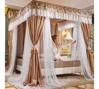 Rideau de lit à baldaquin Princesse pour lit Simple/King Size Fille, Double Couche, avec Cadre, décoration élégante et Solution d'intimité pour la Chambre