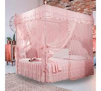 Rideau de lit, Rideau de lit de pôle Durable de Luxe Princesse Chambre moustiquaire lit à baldaquin, moustiquaire(Pink, 150 * 200 * 200)