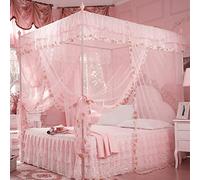 Rideau de lit, Rideau de lit de pôle Durable de Luxe Princesse Chambre moustiquaire lit à baldaquin, moustiquaire(Pink, 120*200*200)