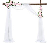Rideau de Mariage, Hyacinthy arrière-Plan Tulle Blanc Pelmet Décoration à Main levée Guirlande de Mariage Décoration Rideaux Arche Cercle Cadre Tissu pour Baby Shower Fête Cérémonie 75 x 600 cm