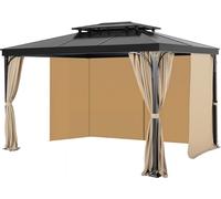 Rideau de pavillon extérieur avec protection visuelle - Kaki, 2840x2840x2040mm - Rideau de pavillon de jardin pour l'intimité