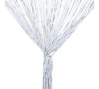 Rideau de Porte à Cordes Argent Décorative 100 x 200 cm - Panneau Mural pour Fenêtre, Salle de Frange - Moustiquaire, Divise-pièce pour Mariage de Noël Chambre de Jardin (Blanc)