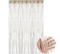 Rideau de porte à ficelles, séparateur de porte à franges à paillettes à suspendre, rideau de fenêtre, décoration de fête, 100 x 200 cm (champagne)