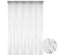 Rideau de porte à ficelles, séparateur de porte à paillettes, séparateur de porte, séparateur de porte, rideau de fenêtre, décoration de fête, 100 x 200 cm (blanc)
