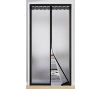 Rideau de porte à isolation magnétique givré et opaque, durable et résistant à l'usure, bande magnétique, parfait pour une utilisation toute l'année (noir, 95 x 215 cm)