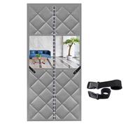 Rideau de porte à isolation thermique avec fenêtre transparente et sangles à boucle Gris 90 x 220 cm PU + coton Économie d'énergie Idéal pour la maison et le bureau