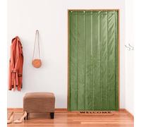 Rideau de porte à isolation thermique et résistant aux intempéries pour l'hiver et l'été, tissu Oxford durable et polyester épais, installation facile, 20 tailles disponibles, vert, 2,1 m