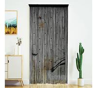 Rideau de Porte à Perles pour Porte, Pompons, Perles, Franges à Suspendre, séparateur de pièce, fenêtre, Couloir, entrée, Mur, Placard, Chambre à Coucher, décoration d'intimité (100 x 280 cm, Noir)