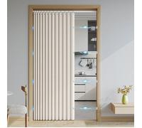 Rideau de porte accordéon magnétique occultant isolant anti-froid et chaleur pour entrée salon et chambre 240x240cm Beige