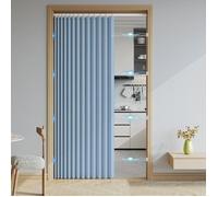 Rideau de porte accordéon magnétique occultant isolant anti-froid et chaleur pour entrée salon et chambre 240x240cm Bleu