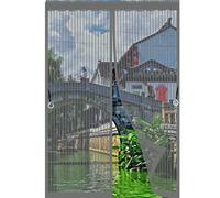 Rideau de Porte Anti-Moustiques 159 x 95 cm Moustiquaire Transparente et Résistante Fermeture Magnétique Accès Mains Libres pour Porte/Hall/Balcon Installation Facile Sans Perçage, Gris