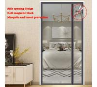 Rideau de porte anti-moustiques à ouverture latérale grise, conception d'aspiration magnétique, anti-moustiques invisible, pas besoin d'installation de perçage Right side open