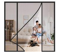 Rideau de Porte Antimoustique Double 210x215cm Installation facile et rapide sans perçage ni outils Pour couloirs, portes et patio extérieur Noir