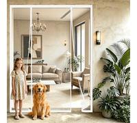 Rideau de Porte Antimoustique Double 210x235cm Design pliable pour un rangement compact hors saison pour Portes-Fenêtres Balcon Séjour Double Blanc