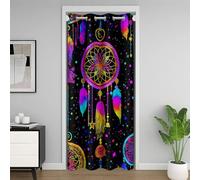 Rideau de porte attrape-rêves, style bohème ethnique, tribal - Rideau de porte pour clost, plumes colorées, étoiles de dessin animé, 30 % à 50 % occultant pour chambre à coucher, intimité, 1 panneau