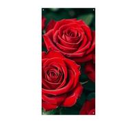 Rideau de porte avec de nombreuses roses rouges - Bannières murales - Panneau de bienvenue pour les fêtes, les célébrations festives