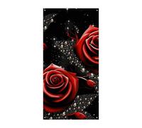 Rideau de porte avec roses rouges et étoiles - Bannière murale - Bannières de fond - Panneau de bienvenue pour les fêtes, les célébrations festives