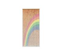 Rideau de porte Bâtonnets de bambou peints - dessin arc-en-ciel - 90 x 200 cm -