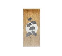 Rideau de porte Bâtonnets de bambou peints, dessin feuilles ginkgo - 90 x 200 cm -