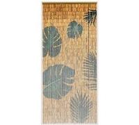 Morel Rideau de porte Bâtonnets de bambou peints Motif Monstera et palmier 90x200 cm Vert