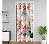 Rideau de Porte Cache-Noix Rose,Rideau Occultant Homme de Pain D'Gingembre de Maison de Bonbons de Noël,Rideaux de Placard Princesse de Ballet Mignonne Soldat de Souris de Dessin Animé 132 x 203 cm