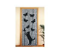 Wenko - Rideau de porte Chat et Papillon - Bambou - 90 x 200 cm - Gris Gris