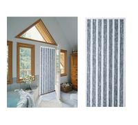 Jardideco - Rideau de porte chenille Florence Gris Blanc - 120 x 220 cm