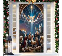Rideau de porte de Noël en tissu - Scène religieuse de crèche - Accessoire de fête - Décoration de porte de Noël - Pour anniversaire de Jésus, bureau, maison, chambre, école