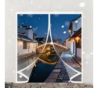 Rideau de Porte D'Hiver 300 x 275 cm Fermeture Automatique, Anti Froid et Chaleur, Imperméable Rideau Isolant Thermique avec Magnétique pour Salon, Chambre Chauffante, A