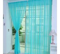 Rideau de porte élégant en voile avec écharpe transparente pour décoration d'intérieur (cyan)