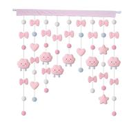 Rideau de porte en peluche mignon avec tringle, nuage, nœud papillon rose, décoration de fenêtre en forme de cœur, décorations kawaii pelucheuses étoiles boules de porte pour chambre de fille